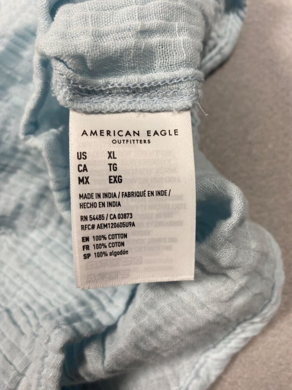American Eagle Womens Light Blue Cotton Button-Up Long Sleeve Shirt Size XL - Picture 5 of 7